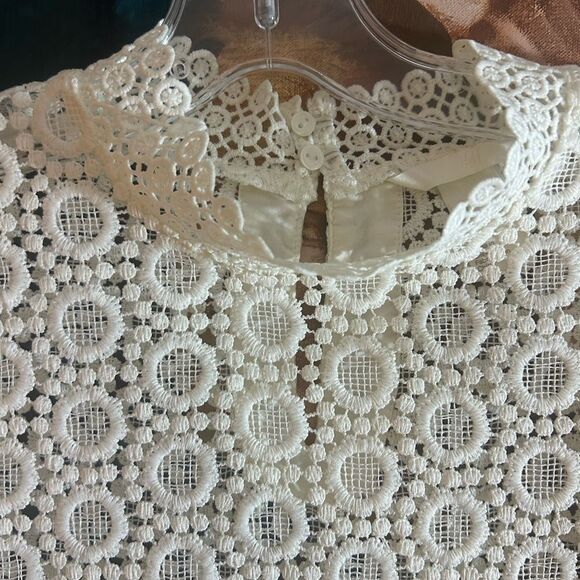 H&M Crochet White Lace Women's Blouse Size 6 - Picture 4 of 16